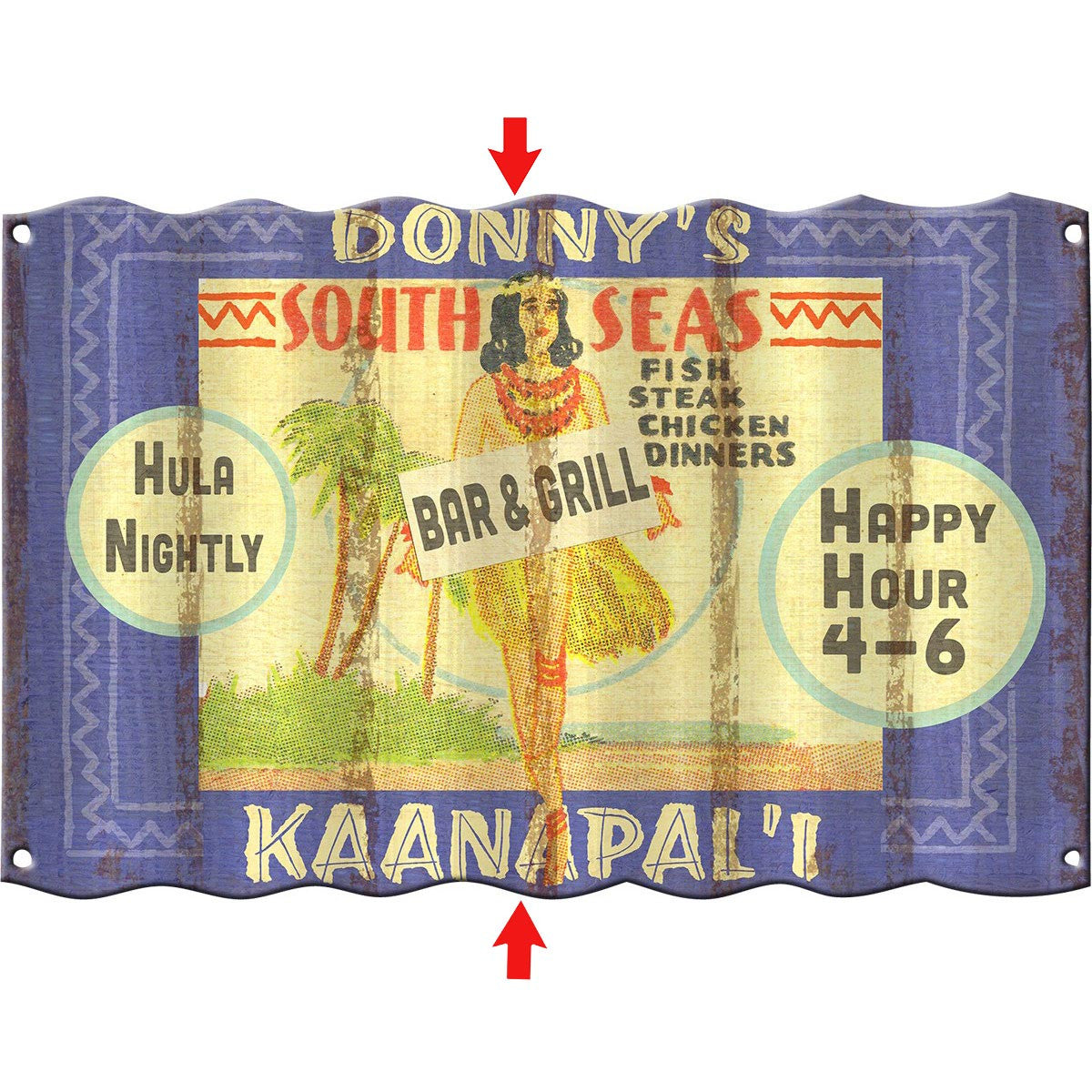 South Seas Personalized Corrugated Metal Sign