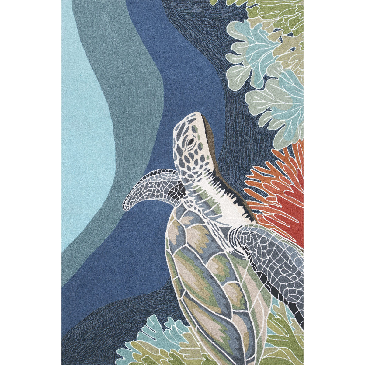Deep Swim Turtle Indoor/Outdoor Rug - 2 x 8