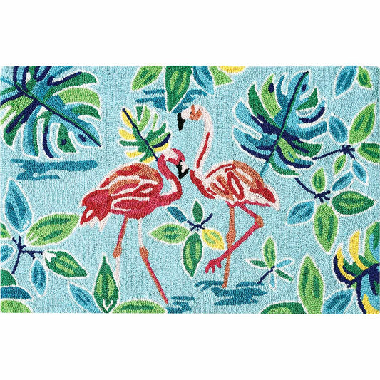 Happy Flamingos Hooked Rug