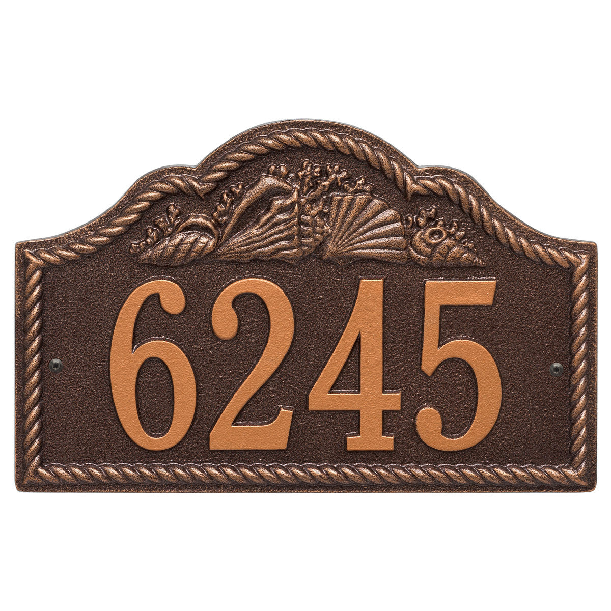Rope and Shell Arch House Number Plaque - Antique Copper
