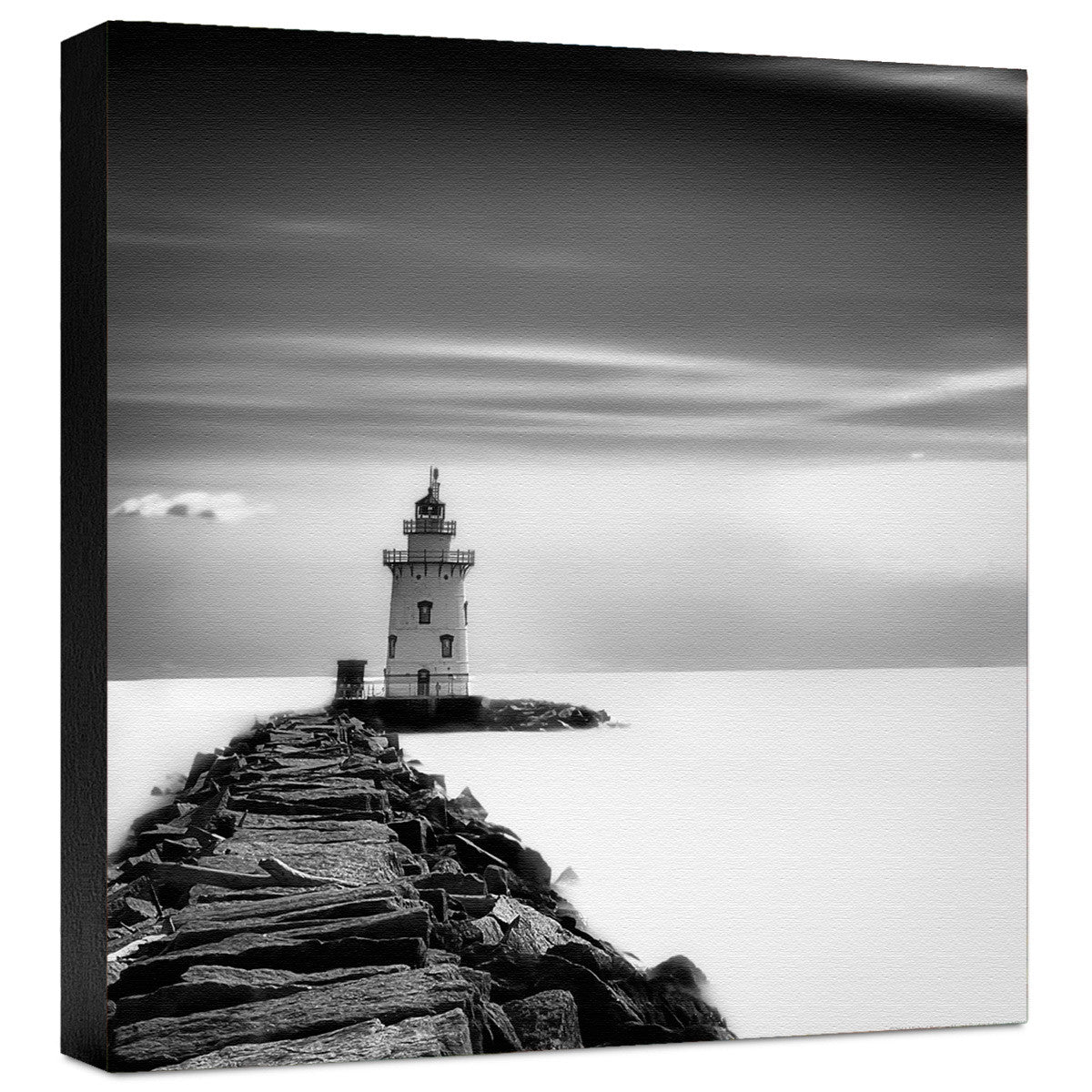 Black and White Lighthouse Gallery Wrapped Canvas
