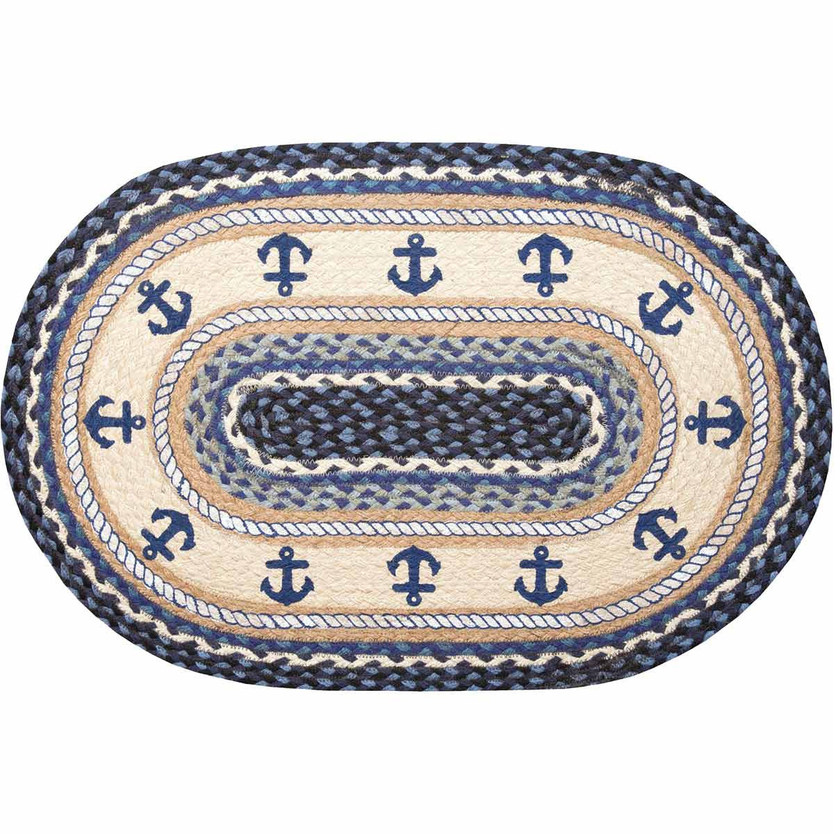 Blue Anchors Braided Rug - 2 x 3