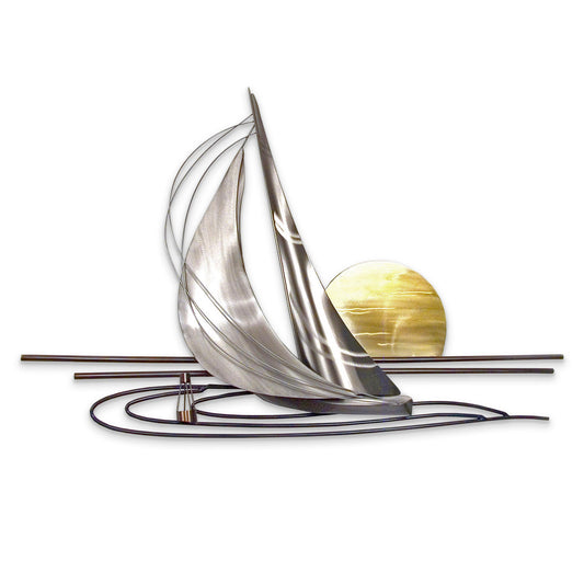 Sunset White Sailboat Wall Art