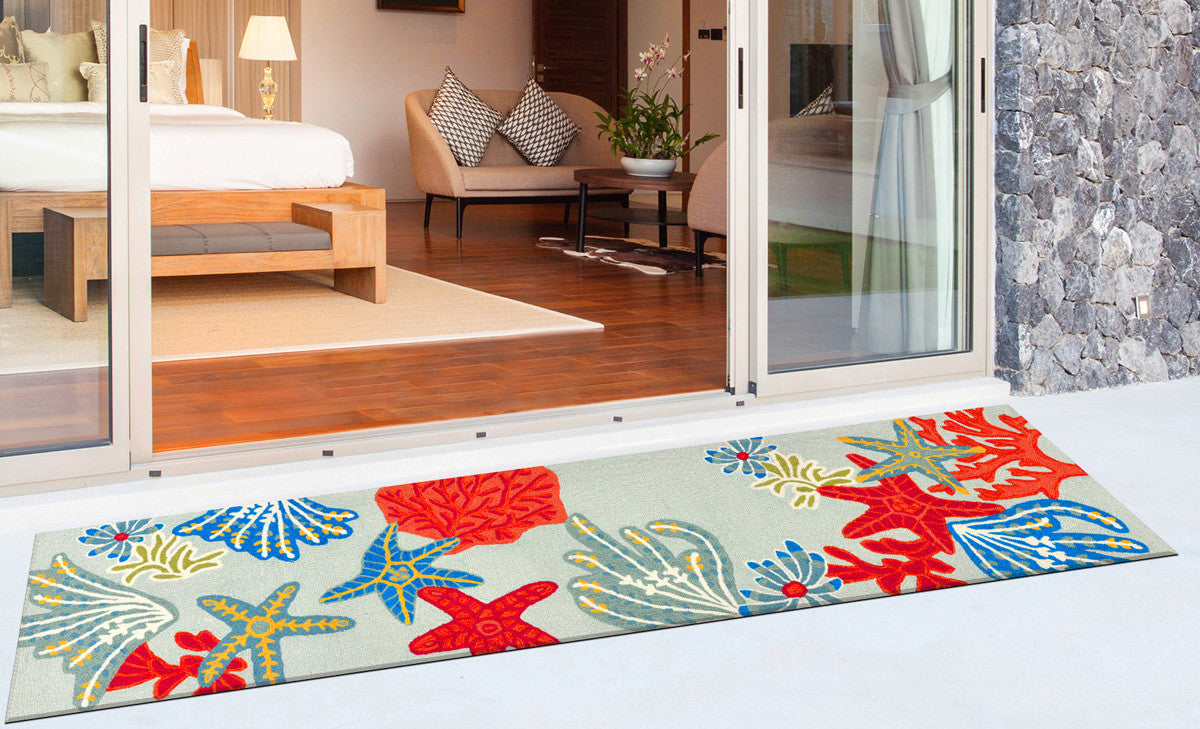 Seaside Party Aqua Indoor/Outdoor Rug - 2 x 5 - OUT OF STOCK UNTIL 08/18/2026