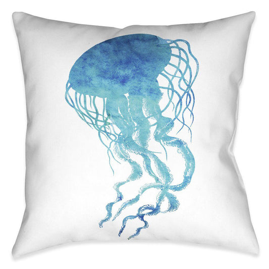 Blue Jellyfish 18 x 18 Outdoor Pillow