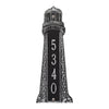 Small Lighthouse Vertical House Number Plaque - Black & Silver