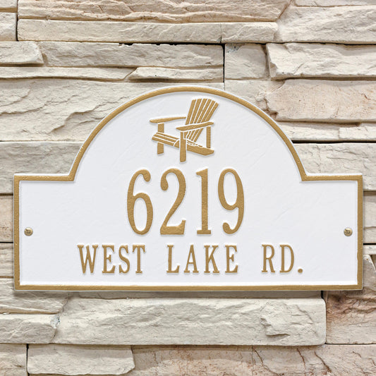 White & Gold Personalized Adirondack Arch Plaque