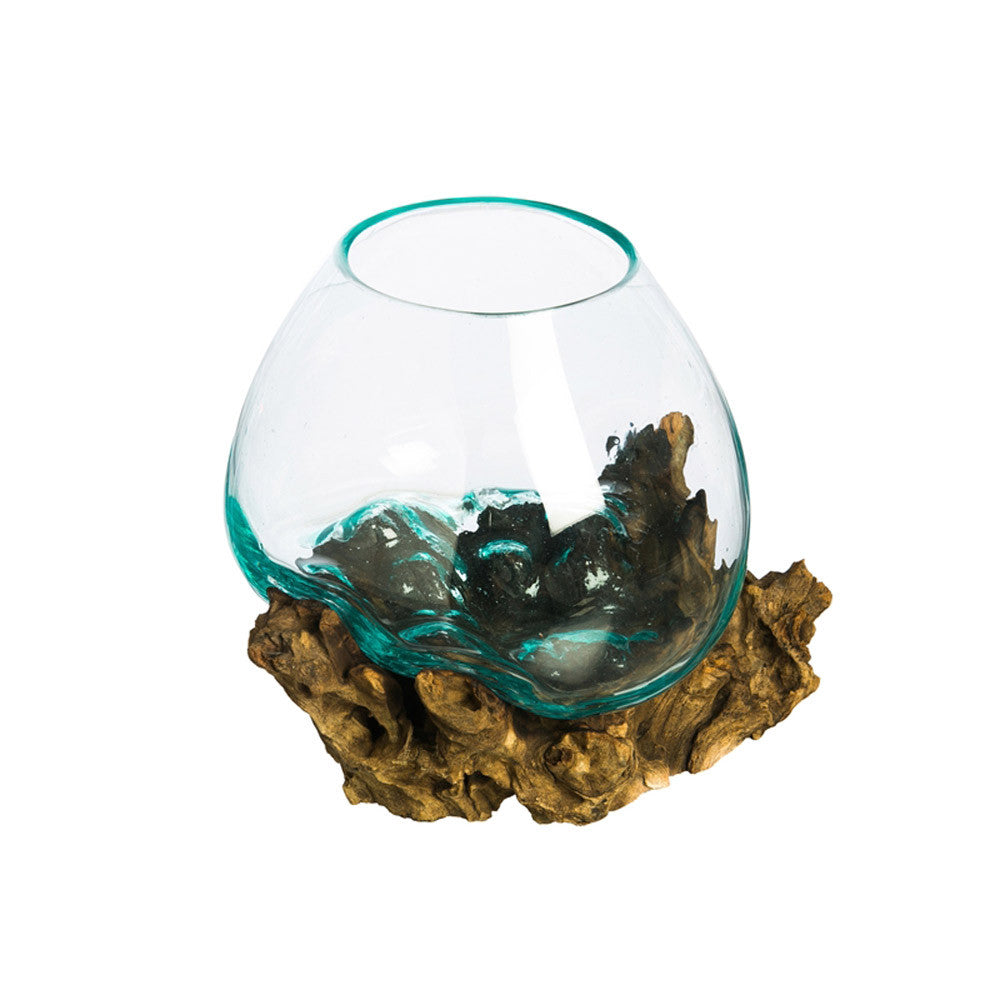 Clear Glass Votive on Driftwood Stand