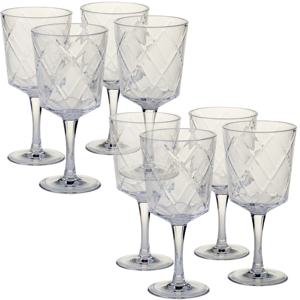 Clear Lattice Acrylic Goblets - Set of 8