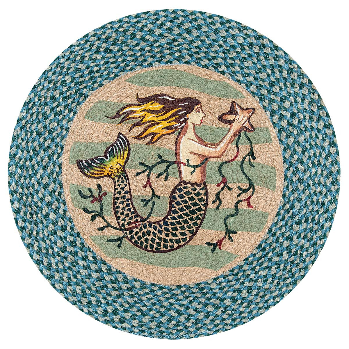Single Mermaid Round Patch Rug