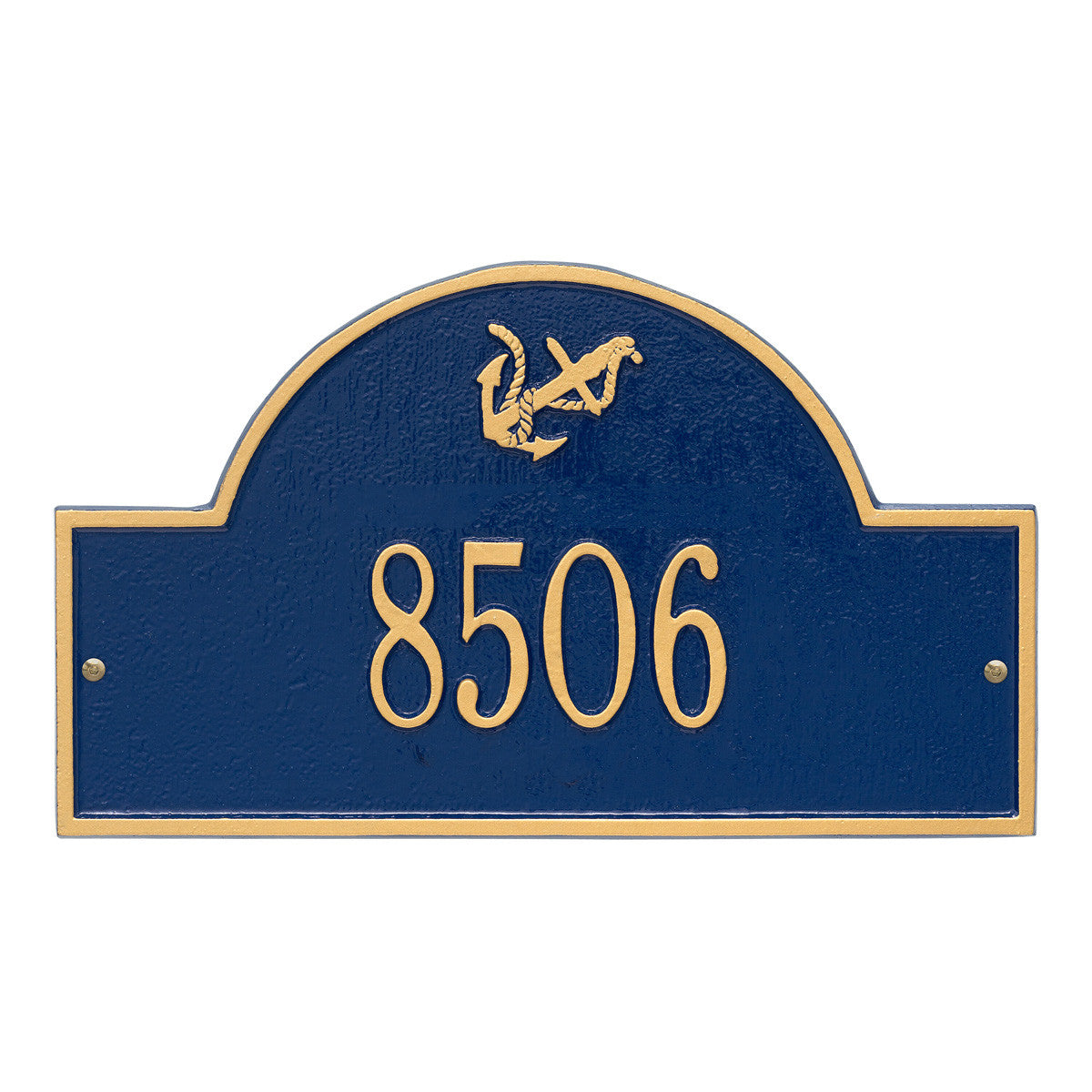 Anchor Arch House Number Plaque - Blue & Gold