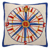 Compass Rose Hooked Wool Pillow