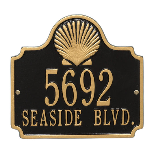 Shell Address Plaque - Black & Gold
