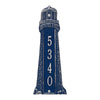 Small Lighthouse Vertical House Number Plaque - Dark Blue & White