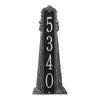 Large Lighthouse Vertical House Number Plaque - Black & Silver