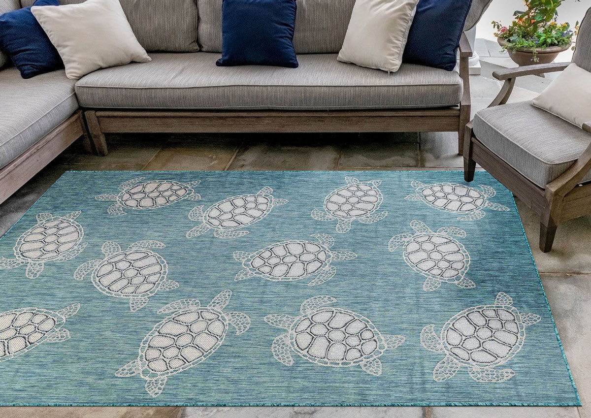 Marisol Bay Aqua Indoor/Outdoor Rug - 3 x 5