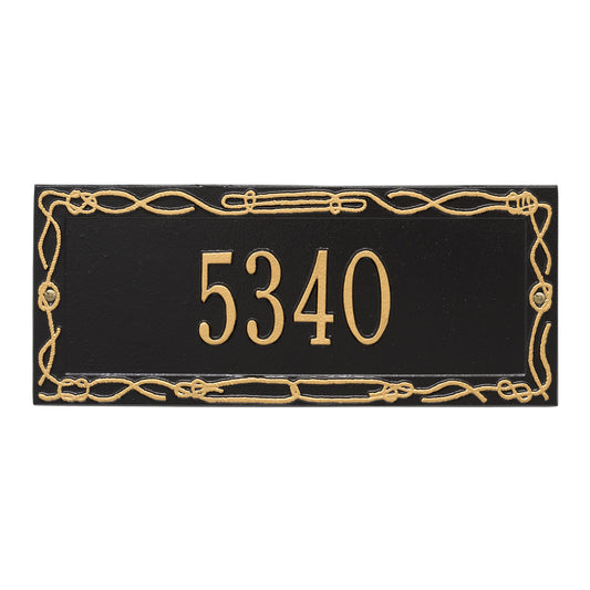 Sailor's Knot House Number Plaque - Black & Gold