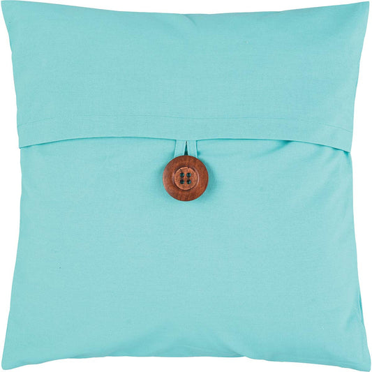 Aqua Button Feather Down Pillow