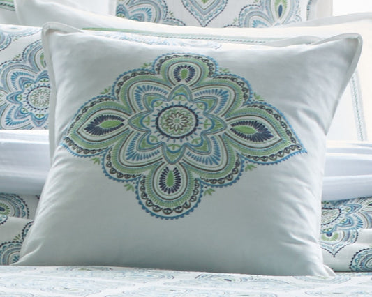 Santa Monica Square Pillow - Center Motif Embroidery