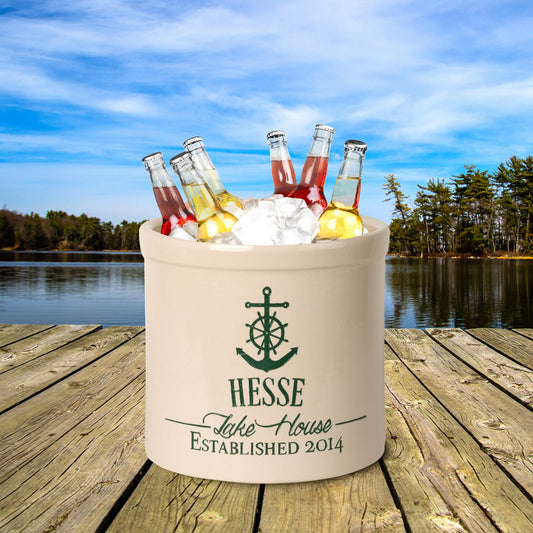 Anchor Lake House Personalized Crock - Green