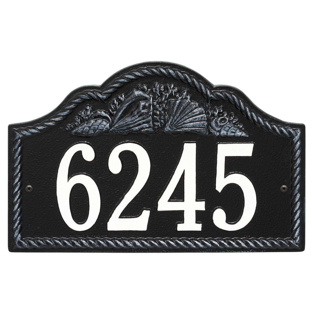 Rope and Shell Arch House Number Plaque - Black & White