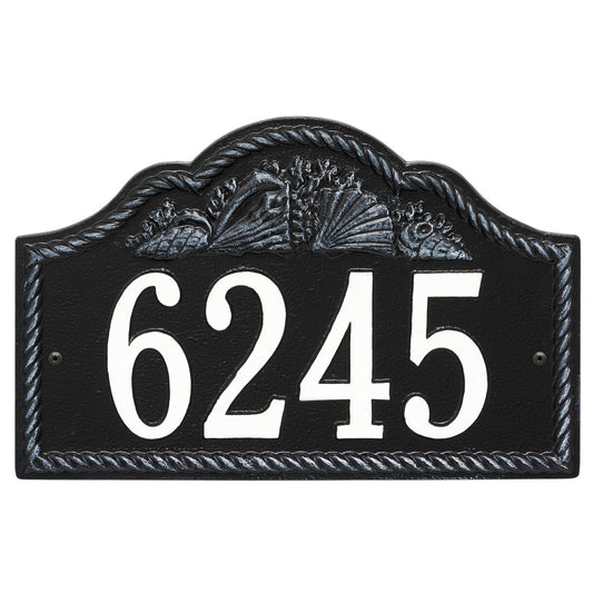 Rope and Shell Arch House Number Plaque - Black & White