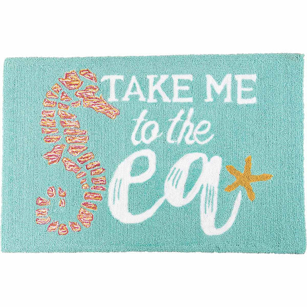 Seahorse Sea Hooked Rug