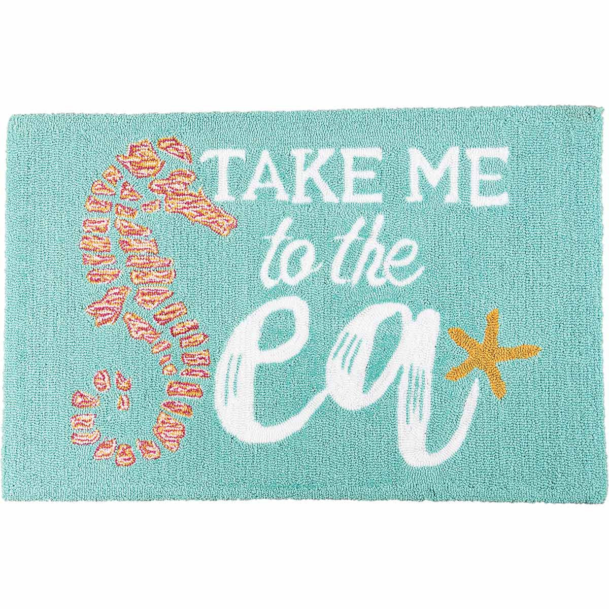 Seahorse Sea Hooked Rug