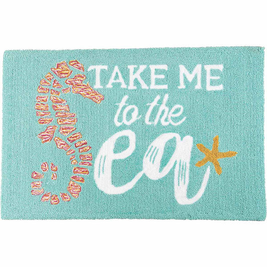 Seahorse Sea Hooked Rug