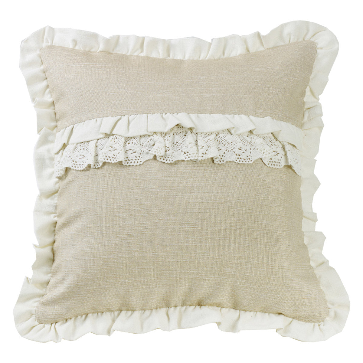 Ruffle and Lace Accent Pillow