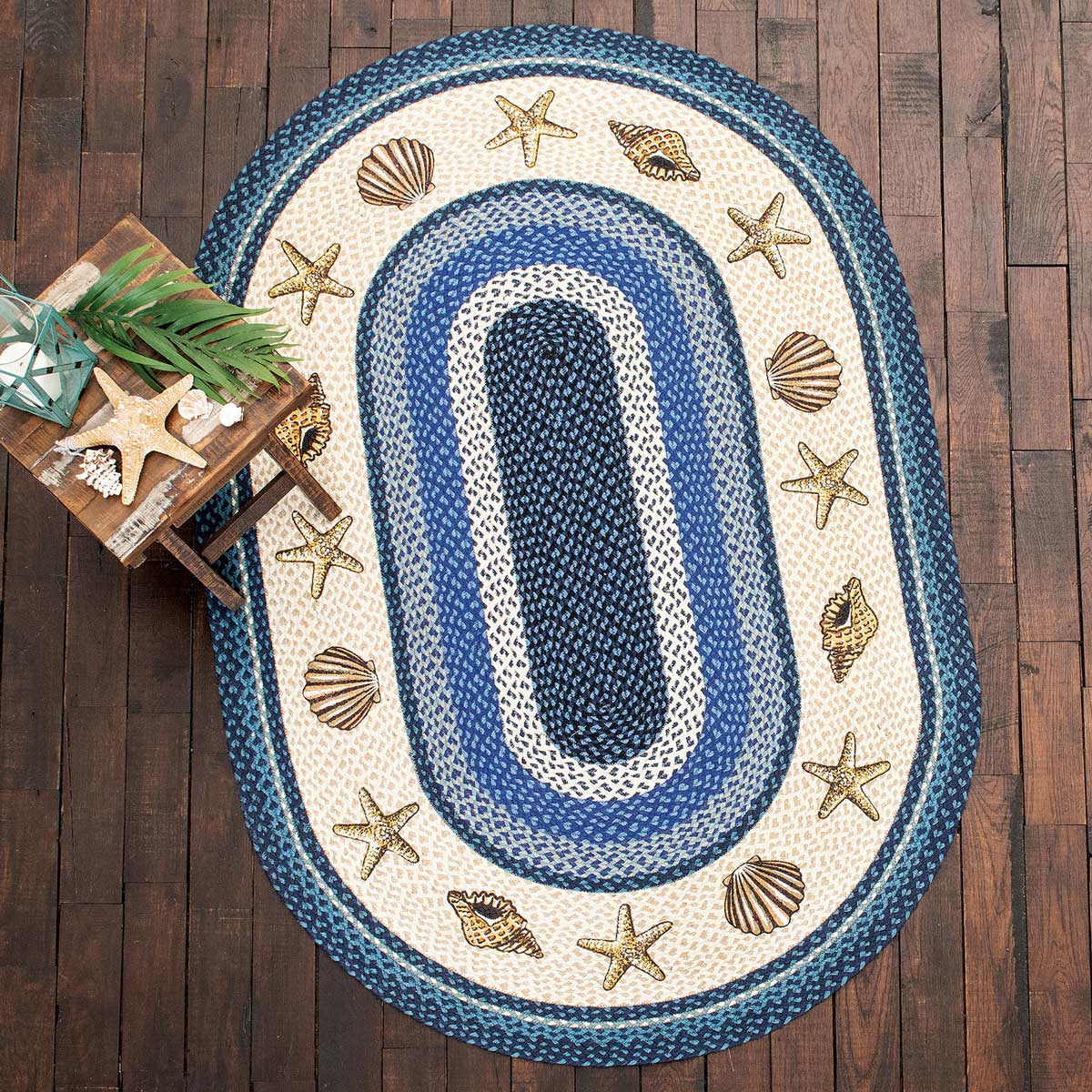 Shell & Starfish Braided Rug - 4 x 6