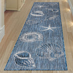 Antigua Shells Navy Indoor/Outdoor Rug - 2 x 8