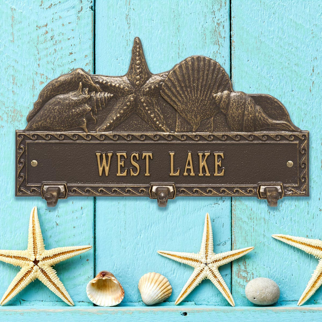 Bronze and Gold Personalized Sea Shell Hook Plaque