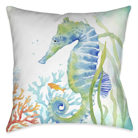 Swimming Seahorse 18 x 18 Indoor Pillow