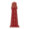 Small Lighthouse Vertical House Number Plaque - Red & Gold