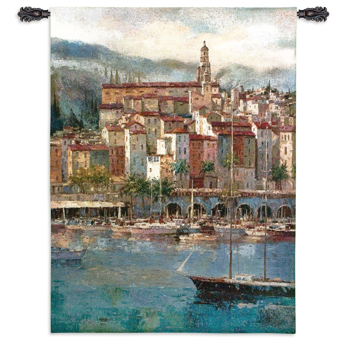 Mediterranean Harbor Wall Tapestry