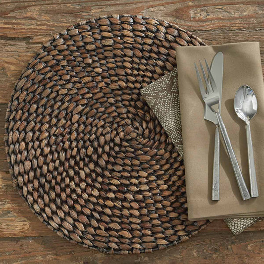 Brown Braided Hyacinth Round Placemats - Set of 4