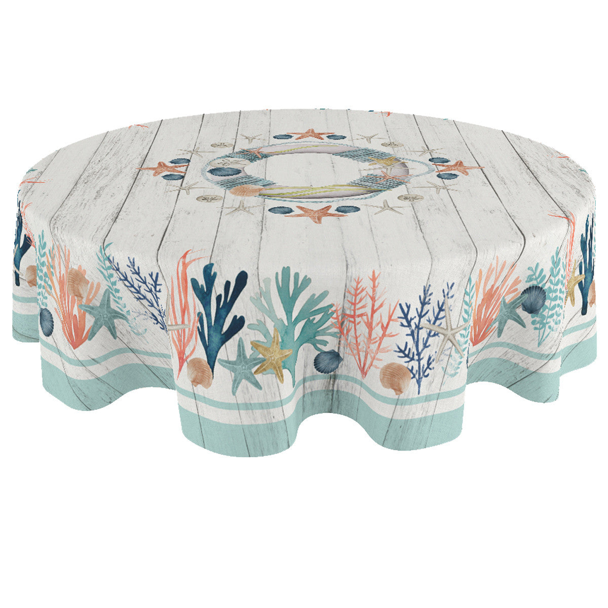 Coastal Reef Tablecloth - 70 Inch Round