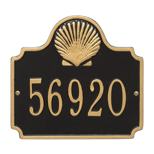 Shell House Number Plaque - Black & Gold
