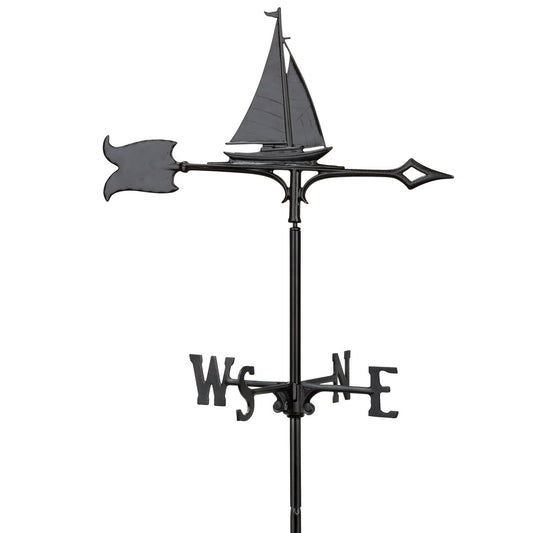 Smooth Black Sailboat Weathervane - 30 Inch