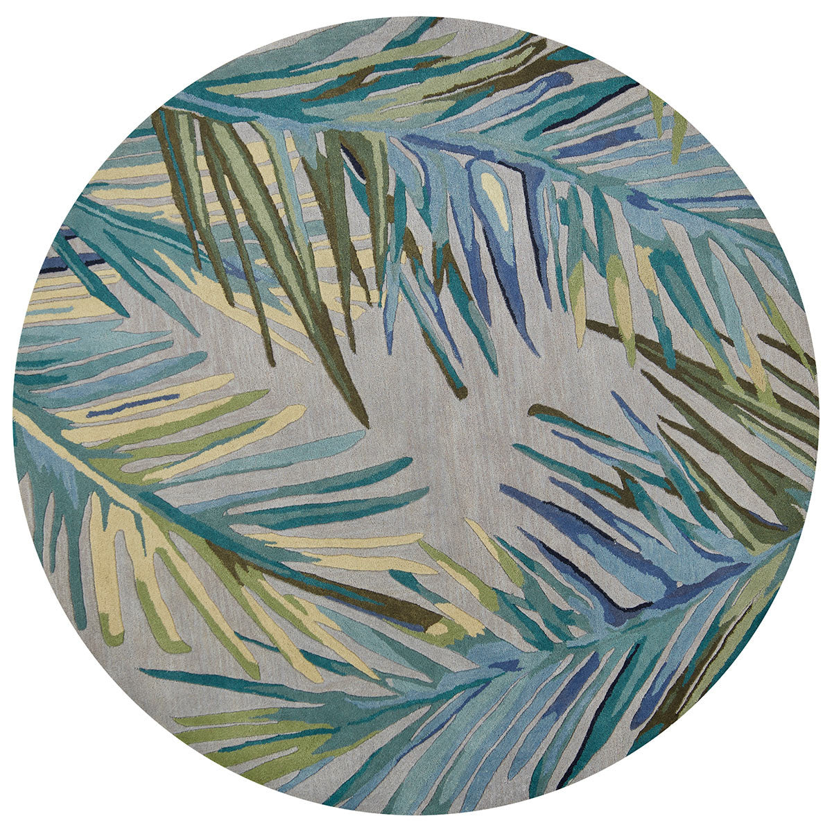 Waterside Blue Palms Rug - 6 Ft. Round