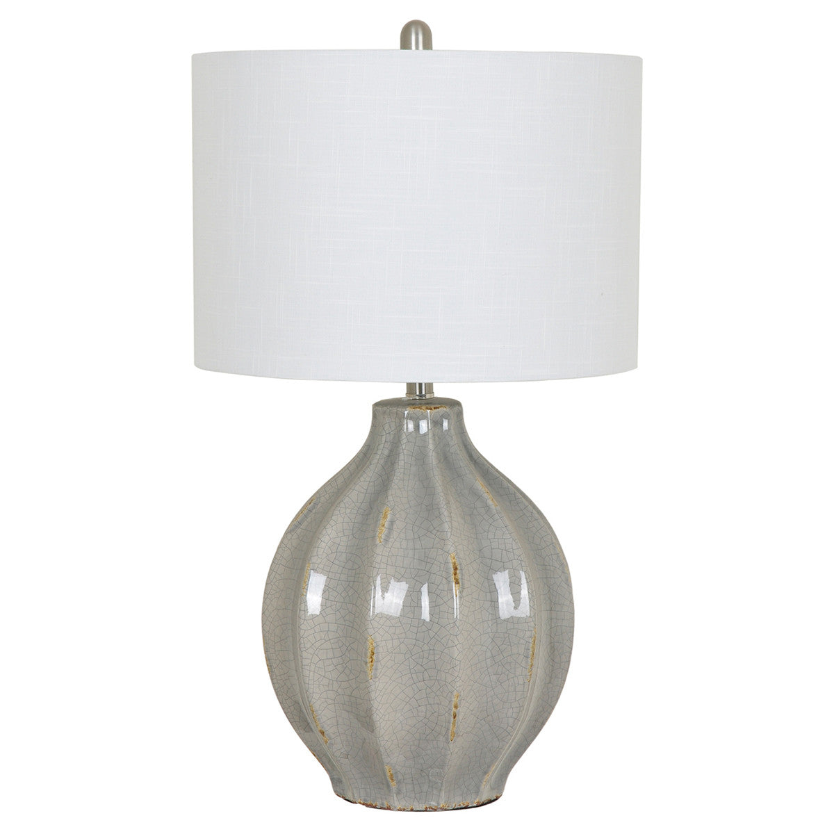 Ribbed Crackle Gray Table Lamp