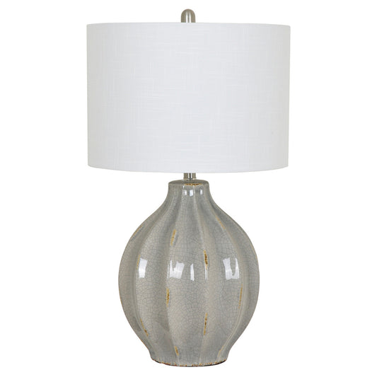 Ribbed Crackle Gray Table Lamp