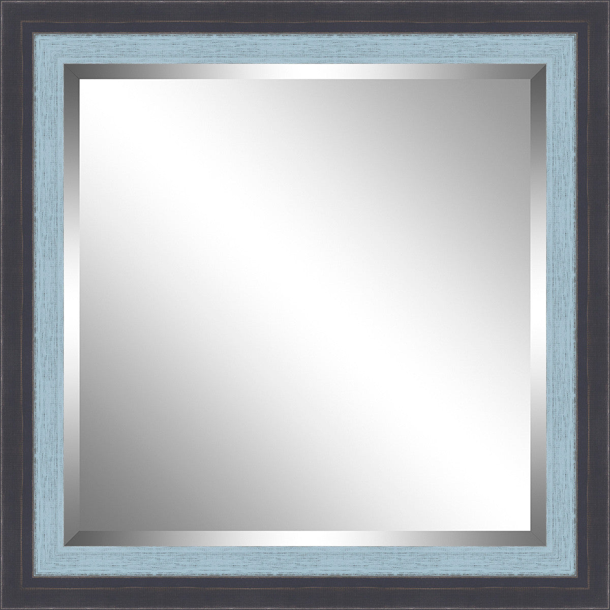 Beveled Blue and Sky Blue Framed Mirror