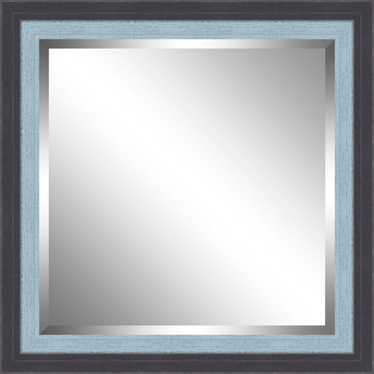 Beveled Blue and Sky Blue Framed Mirror
