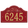 Rope and Shell Arch House Number Plaque - Red & Gold