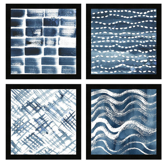 Abstract Indigo Framed Wall Art - Set of 4