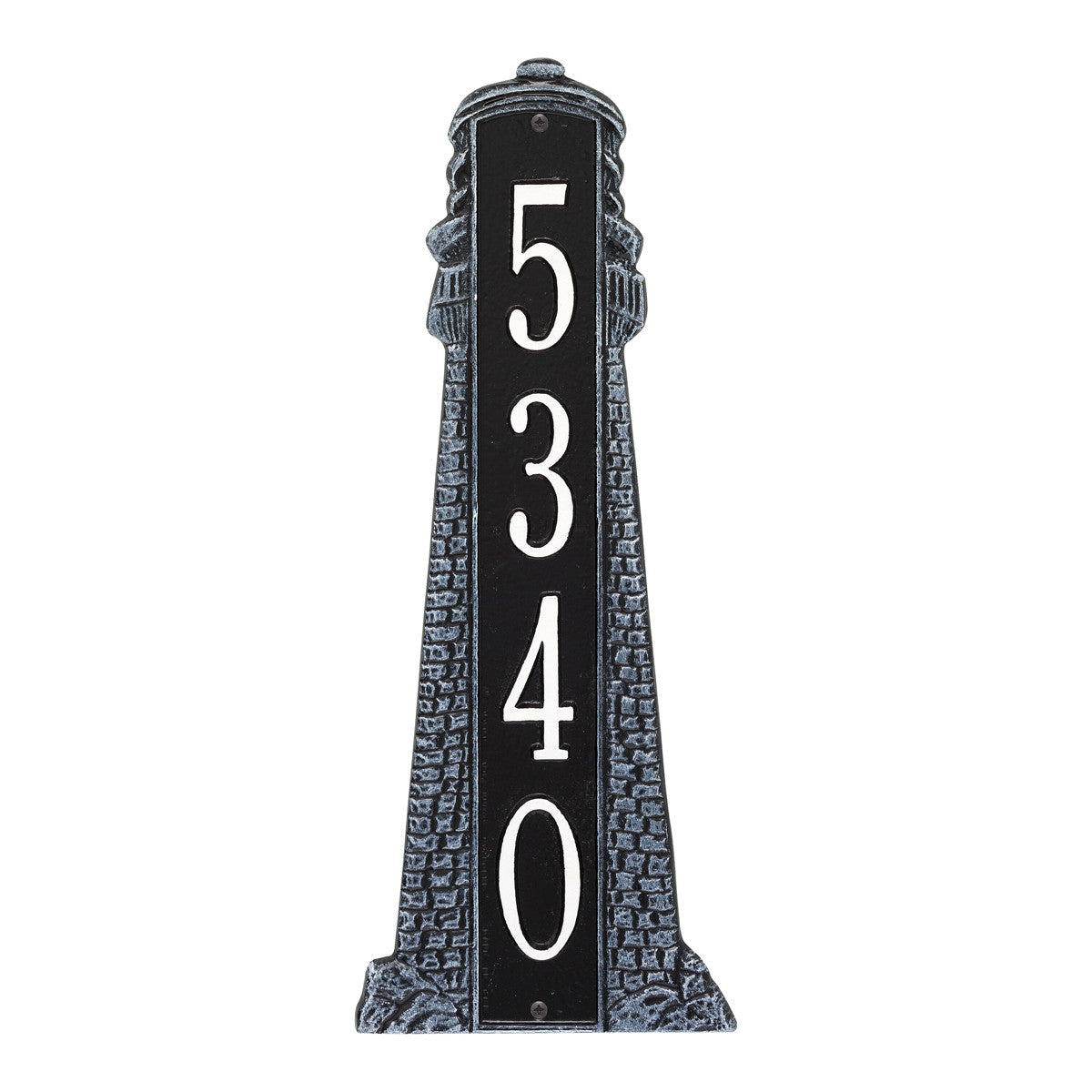 Large Lighthouse Vertical House Number Plaque - Black & White