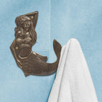 French Bronze Mermaid Towel Hook - Right Facing