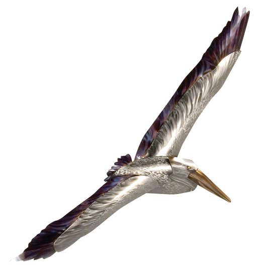 Mykonos Flying Pelican I Metal Wall Art